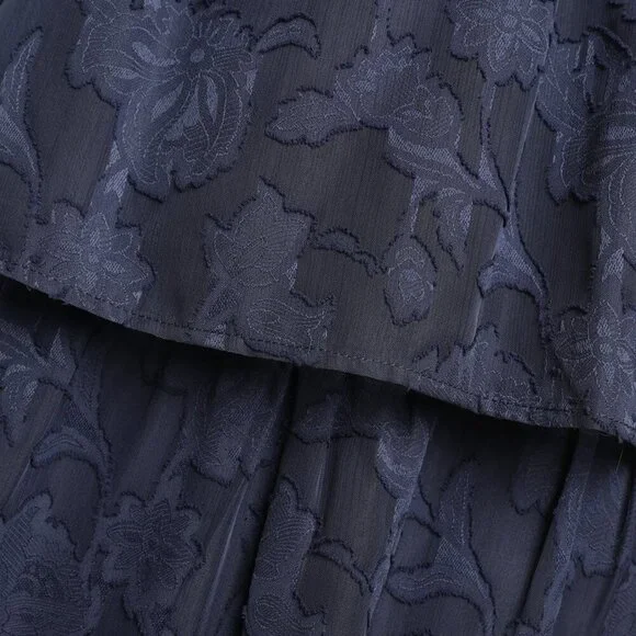 NWT Grace and Beauty Navy Blue Burnout Floral Print Tiered Dress - Picture 6 of 9